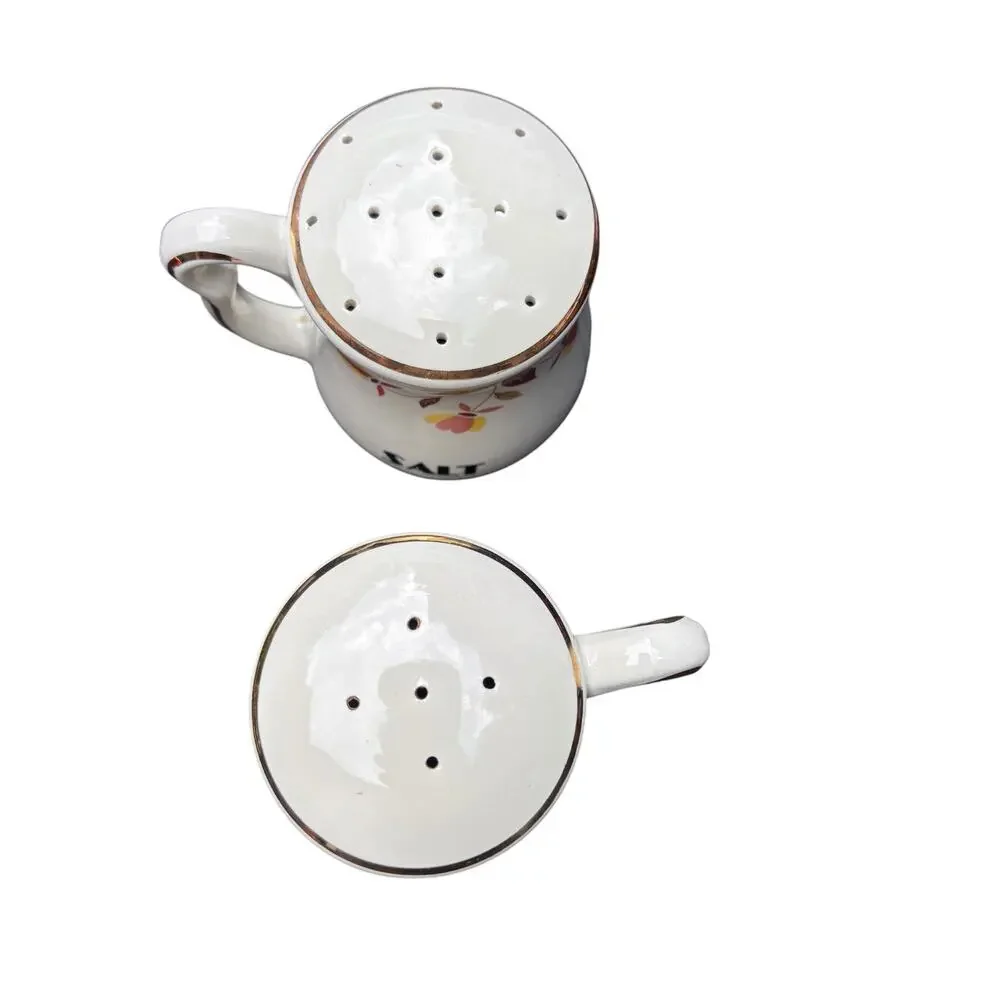 HALL'S Jewel Tea  Autumn Leaf Pattern Salt & Pepper Large Shakers Set Country